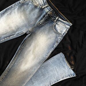 Low-Rise Long Boot-Cut Blue Jeans